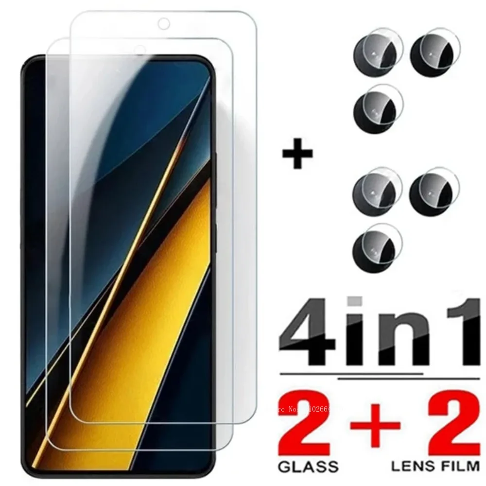 4in1 Tempered Glass For Xiaomi Poco X6 Pro 5G Screen Protector Camera Lens Protective Film Poco X6 5G PocoX6 Neo PocoX6Pro Glass