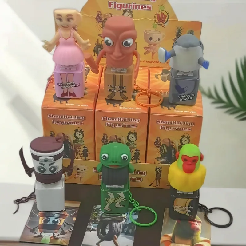 

6 шт., итальянская серия Brainrot, кулон, слепая коробка, Tung, фигурки Sahur, кукла Tralalero Tralala, слепая коробка, игрушка, брелок, кулон