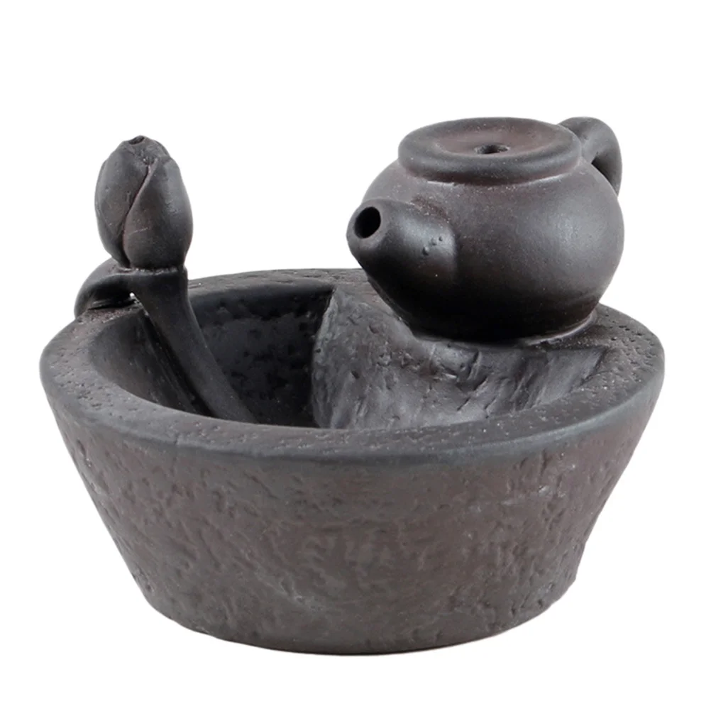 

Ceramic Incense Burner Teapot Backflow Aromatherapy Holder Desktop Decorative Incense Censer for Home Bedroom Office