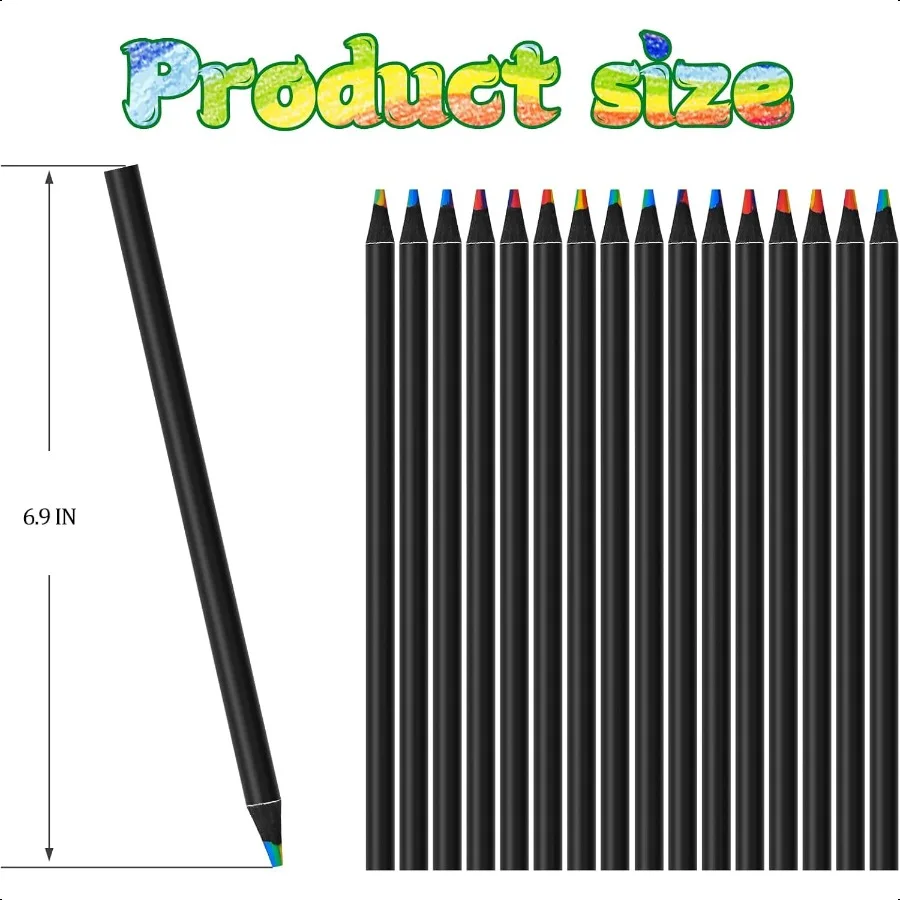 7 สีใน 1 สายรุ้งดินสอสีสีดําดินสอไม้หลากสี Art plies สําหรับระบายสี Sketching Presharpened 16