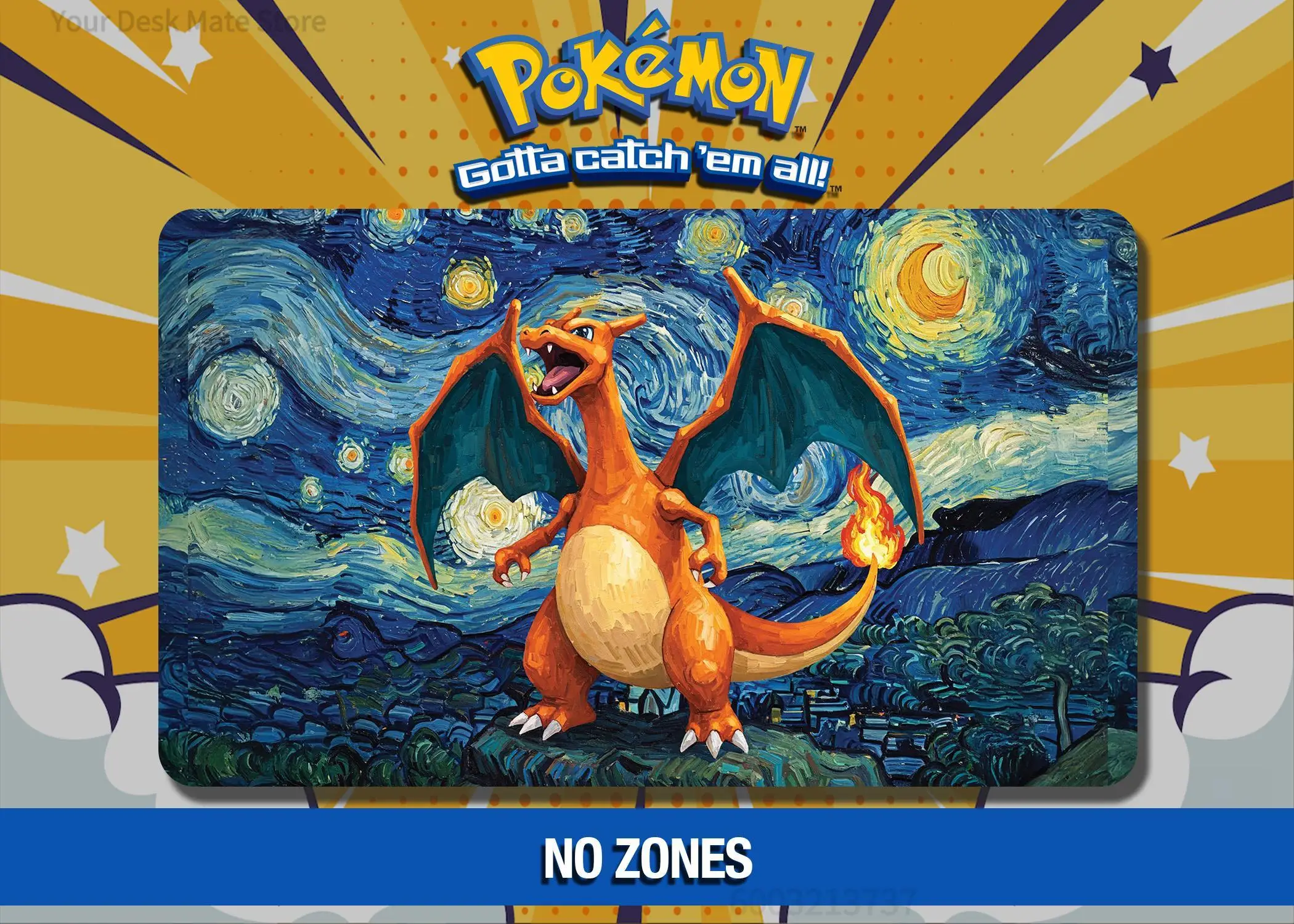 Charizard Sternenhimmel-Kunst TCG Spielmatte Wasserdichte Rutschfeste Kartenmatte