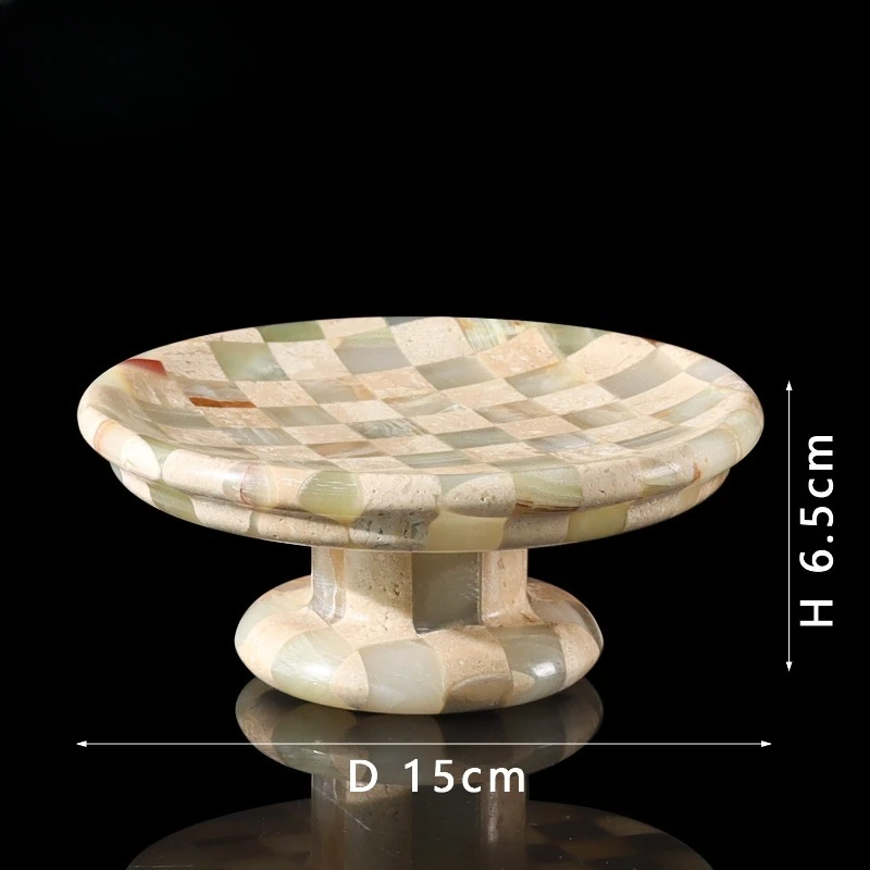 Nordic Vintage Marble Checkerboard Tray, Handmade Luxury Stone Fruit Dessert Platter, Desktop Home Decoration Centerpiece Gift - view 6