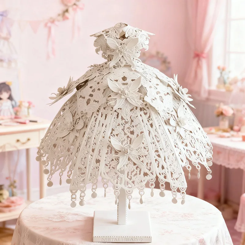 3D Metal Puzzle Beautiful White Lolita Dress DIY Handmade Assembly Model Laser Cutting Kits Jigsaw Puzzle Toys For Kids Adult