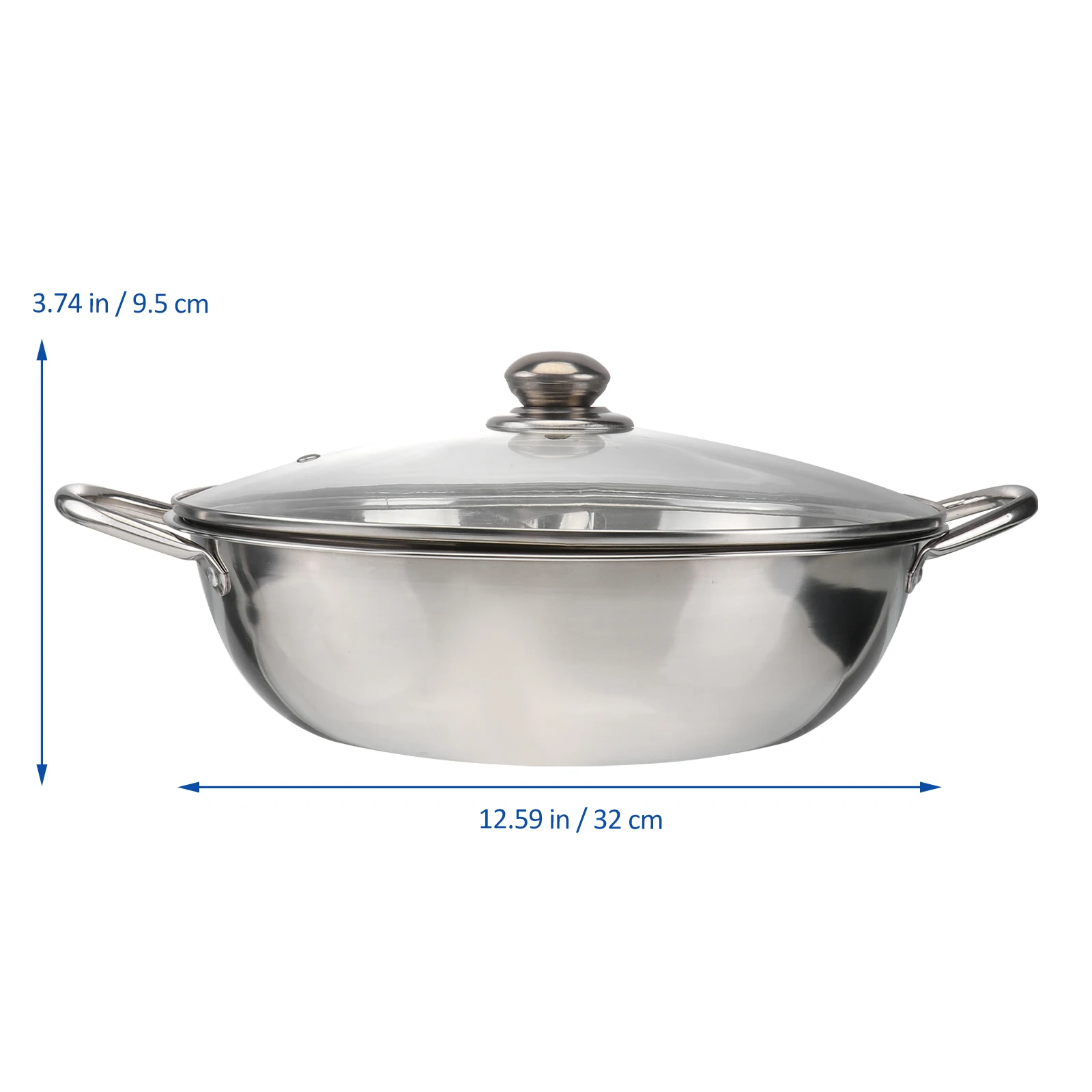 

32Cm Stainless Steel Hot Dual Sided Divider Multifunctional Cookware Thickened Glass Lid Induction Gas Stove Compatible Widened