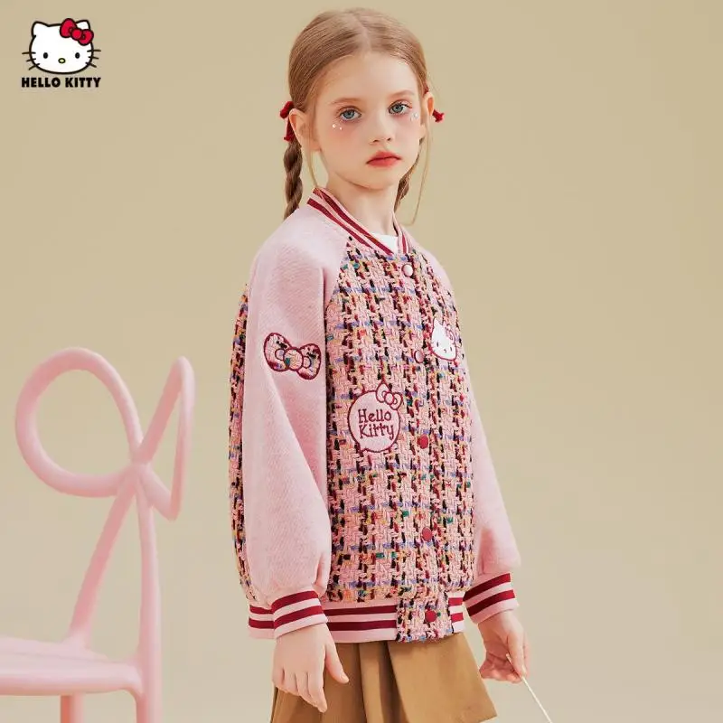 

Sanrio Hello Kitty пальто для девочек осень-весна топы на молнии с длинными рукавами для отдыха бейсбольная форма Kawaii аниме модная новая горячая одежда