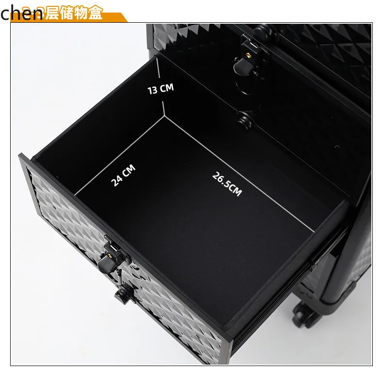 Hxl multifunctional drawer-type trolley box with lock for beauty and makeup artist storage box
