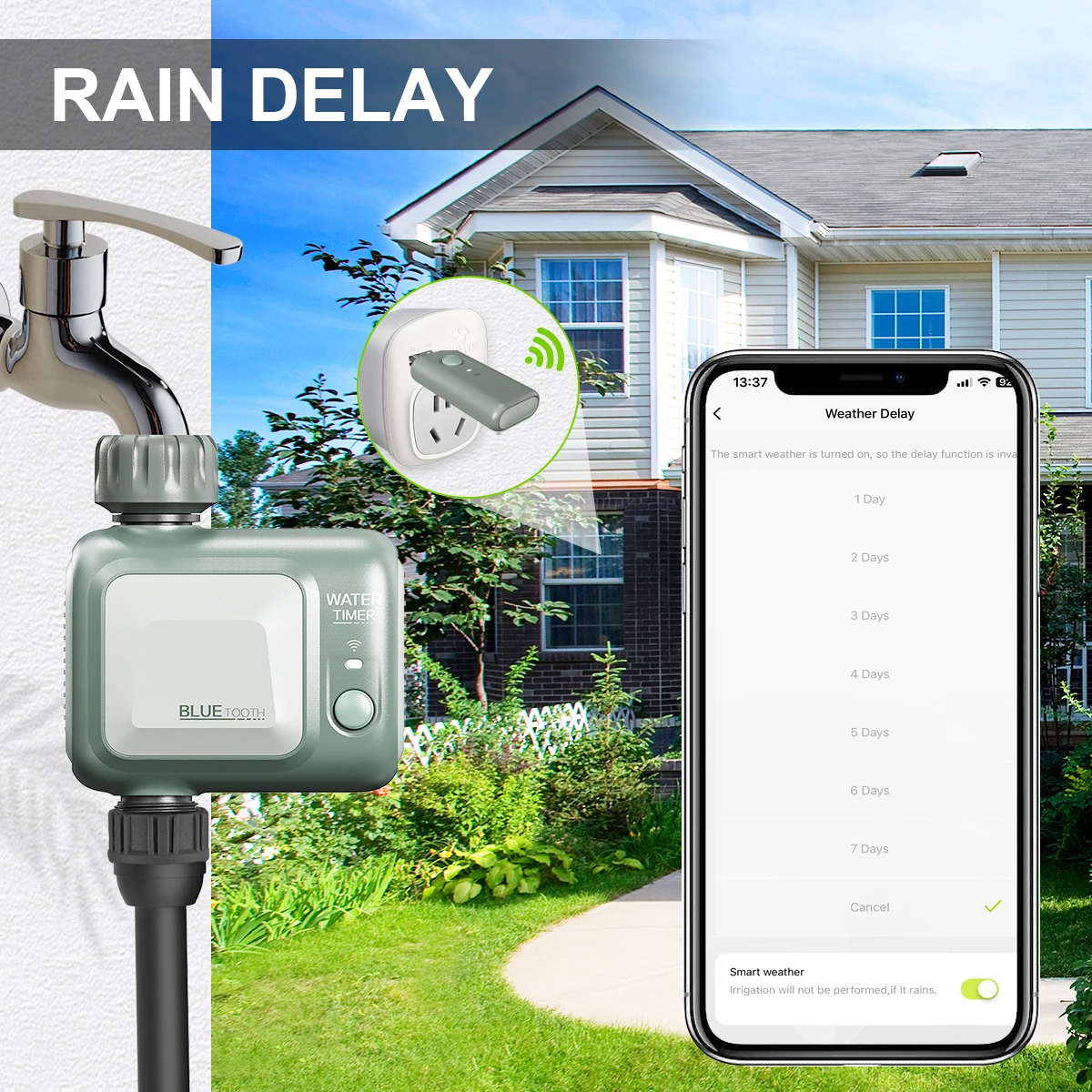 Reswat HCT-622 2024 Newest Wireless Water Timer WiFi Tuya Single Outlet Sprinkler Mobile Phone Bluetooth Connection