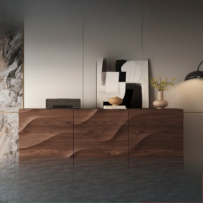 

All solid wood dining side cabinet, medieval walnut partition cabinet, retro new Chinese villa living room locker