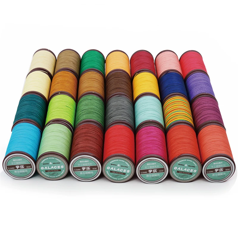 0.7mm 55M Leather Round Waxed Thread Polyester DIY Leather Craft Sewing Line Wax Thread