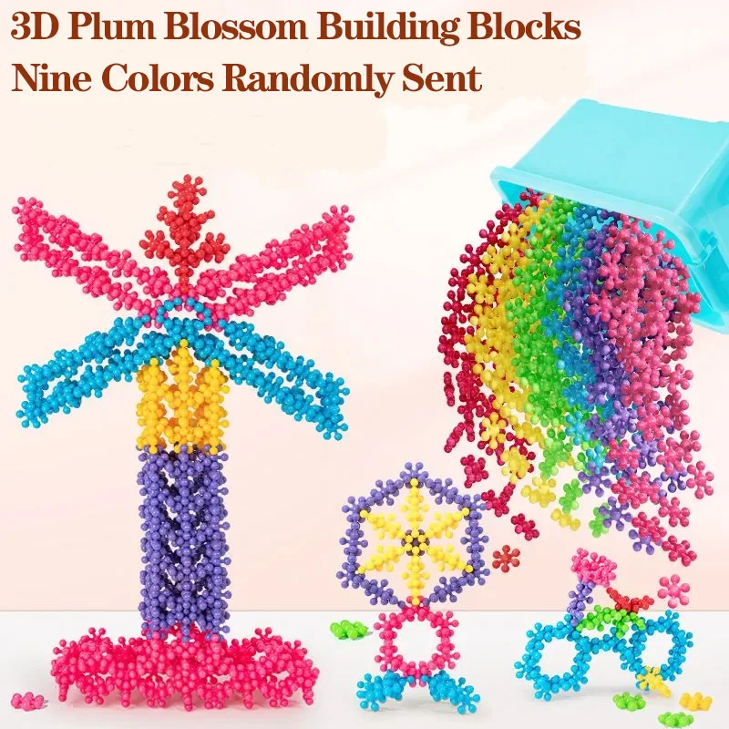 

3D Plum Blossom Assembled Assembly Building Blocks Snowflake Pieces Insert Enlightenment Early Education Children's Toy Gifts