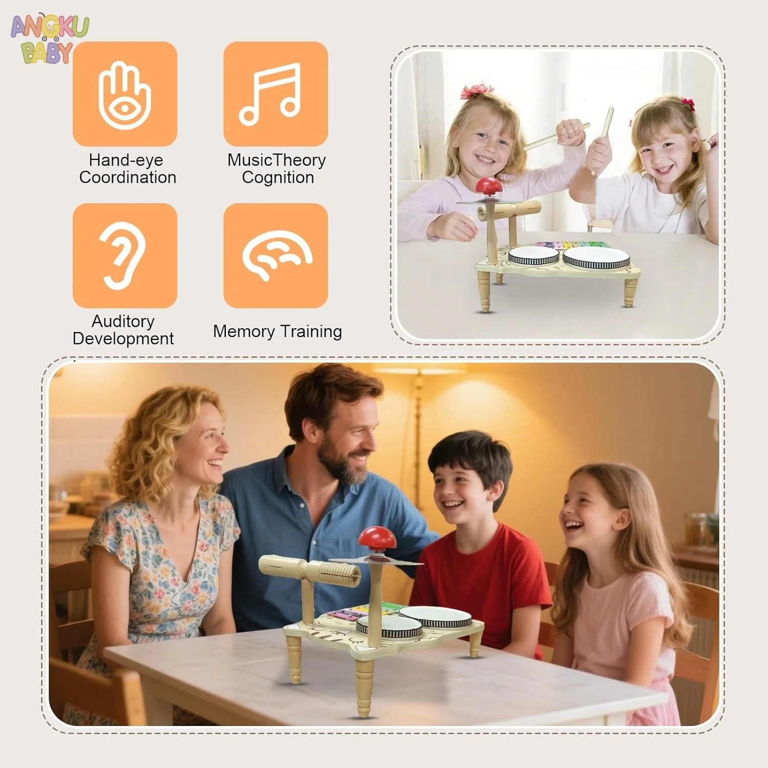 Zabawki edukacyjne dla dzieci w wieku 2-4 lat Drewniane instrumenty muzyczne Montessori Zabawki Gry dla niemowląt Chłopcy i dziewczynki Prezenty