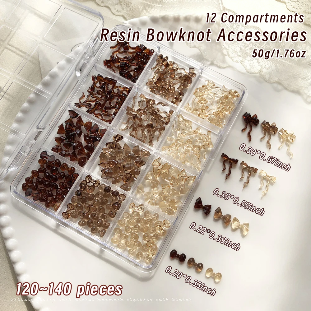 Conjunto de lazo Borgoña elegante de 12 rejillas, cinta de resina 3D, lazo, mariposa, copos de nieve de Navidad, diamantes de imitación, accesorios para decoración de uñas