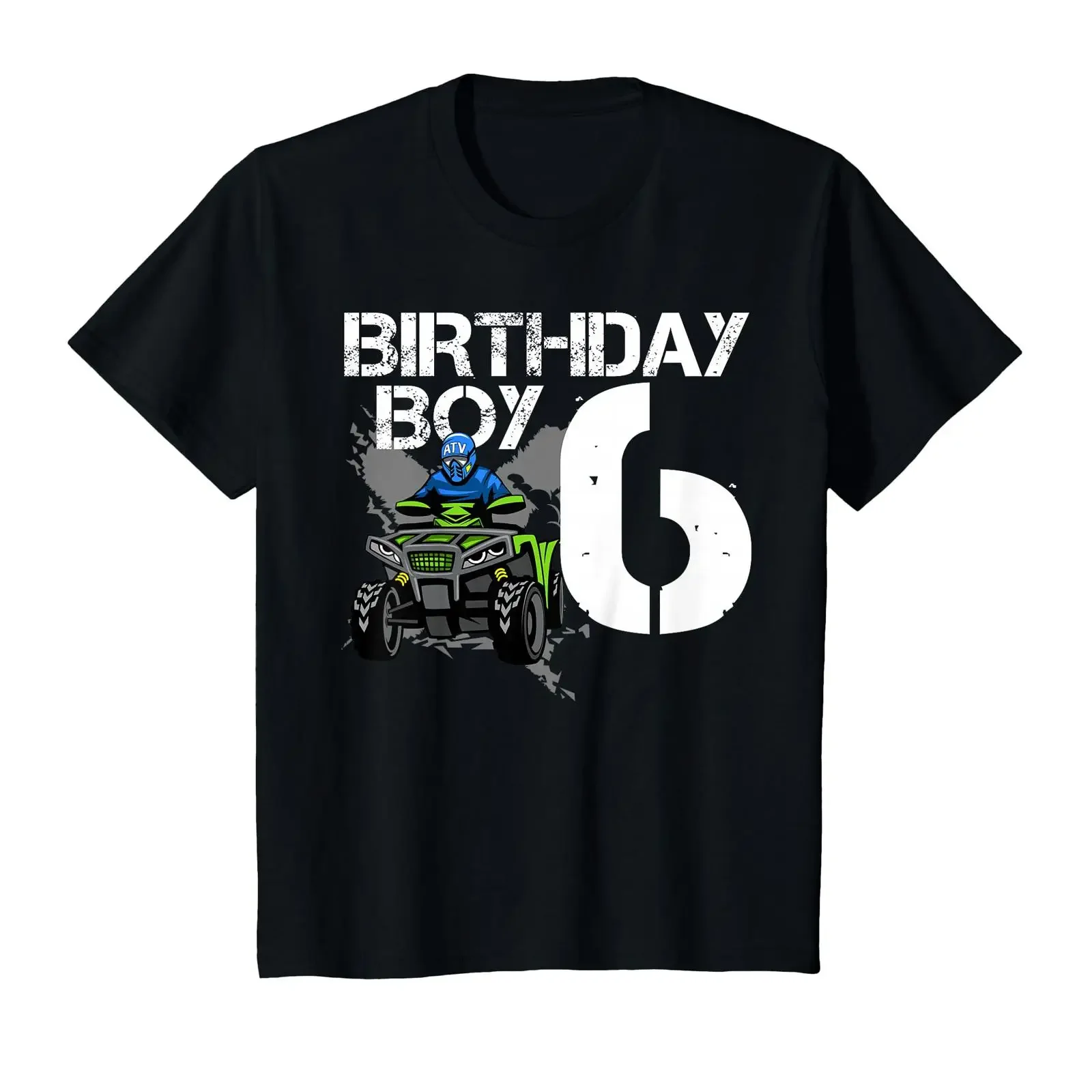 Kids Birthday Boy 6 Years Old ATV Four Wheeler Quad Bike T Shirt vintage Washed Casual streetwear graphic Soft Stylish homme