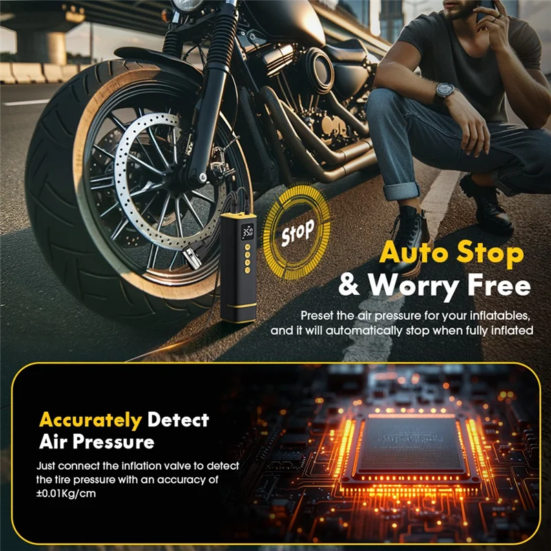 

Portable For Car Tire Air Pump Mini Wired Air Compressor Inflator With Extended Power Cord For Motorcycle Bicycle