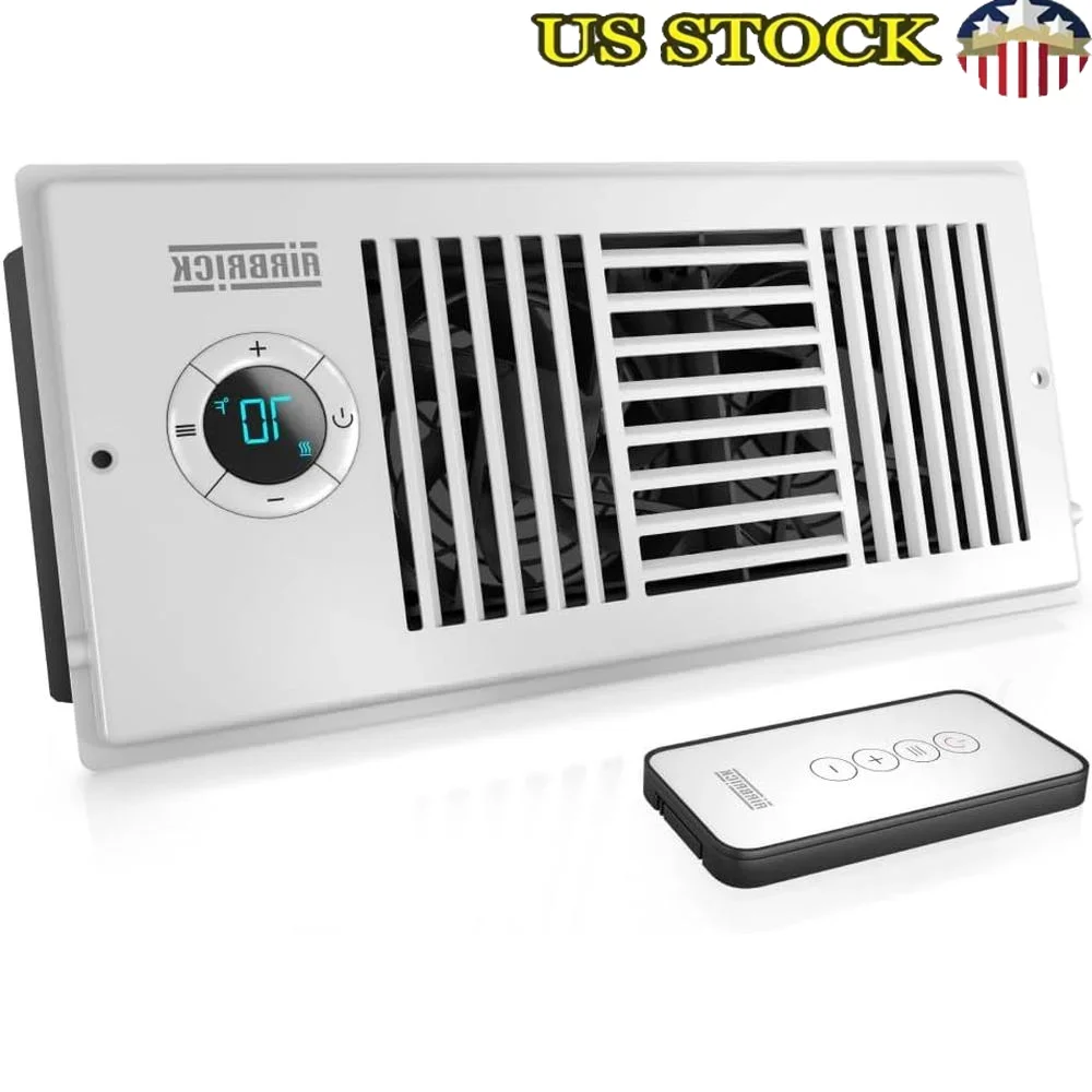 Smart 4x10 AC Vent Register Booster Fan Remote Control Intelligent Thermostat Enhanced HVAC Airflow in Bedrooms Kitchens Living