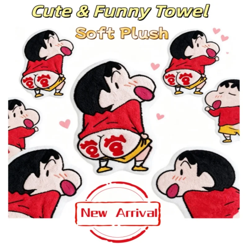 Kawaii Crayon Shin-chan Cartoon Cute Hand Towel Absorbent Coral Fleece Kitchen Quick-drying Shower Room Supplies Handkerchie
