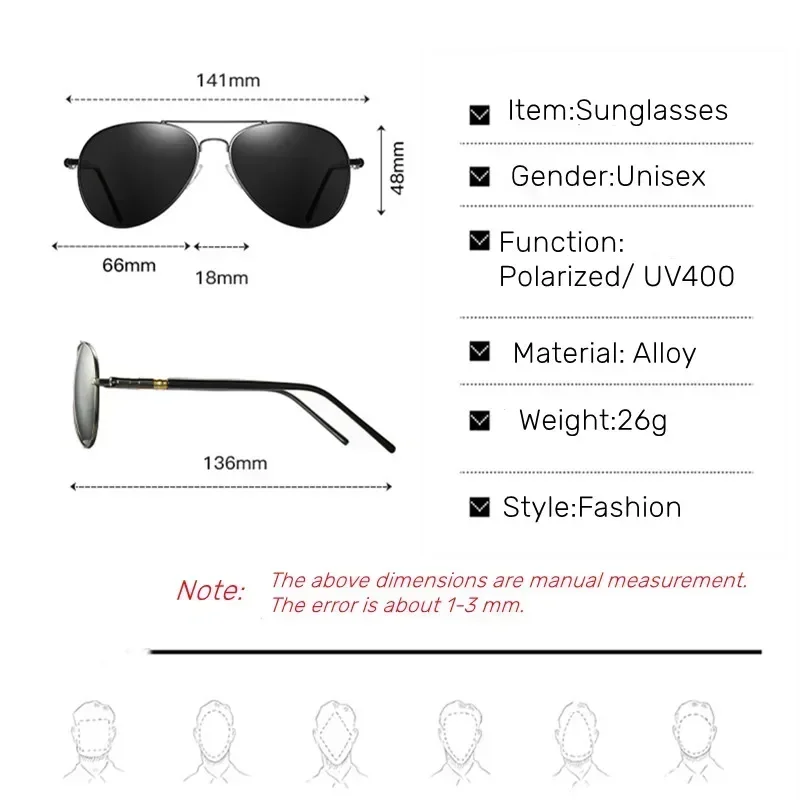 Fashion Retro Night Vision Sunglasses Multifunctional UV400 Polarized Sports Sun Glasses Photochromic Car Driving Shades for Men