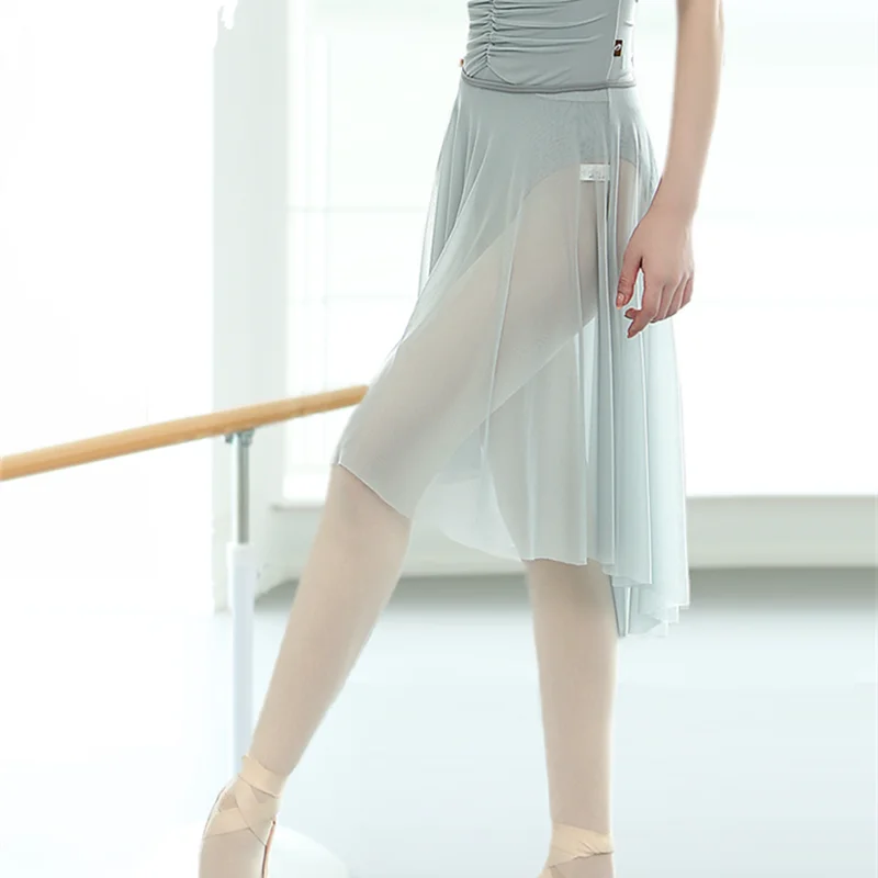 Ballet Skirt Adult Women Middle Mesh Skirt Dance Tulle Skirt Ballet Exercise Clothing Chiffon Skirts Black Stage Costume Women