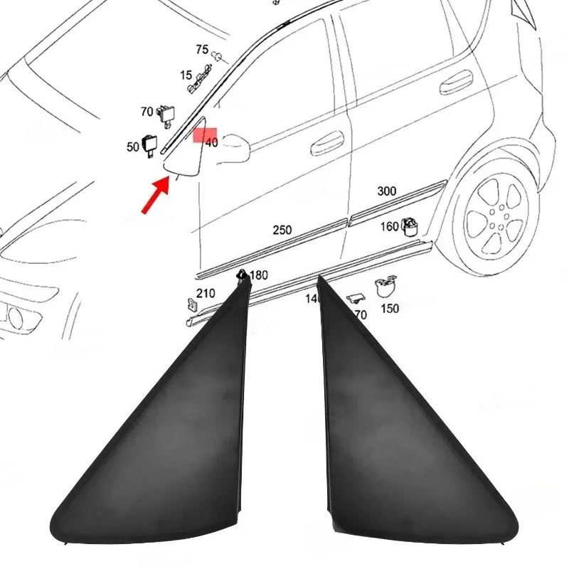 LIEI For Mercedes A-Class W169 Mirror Panel Trim - 2004-2012 Rearview Triangle Molding (OEM# A1696900287/0187)