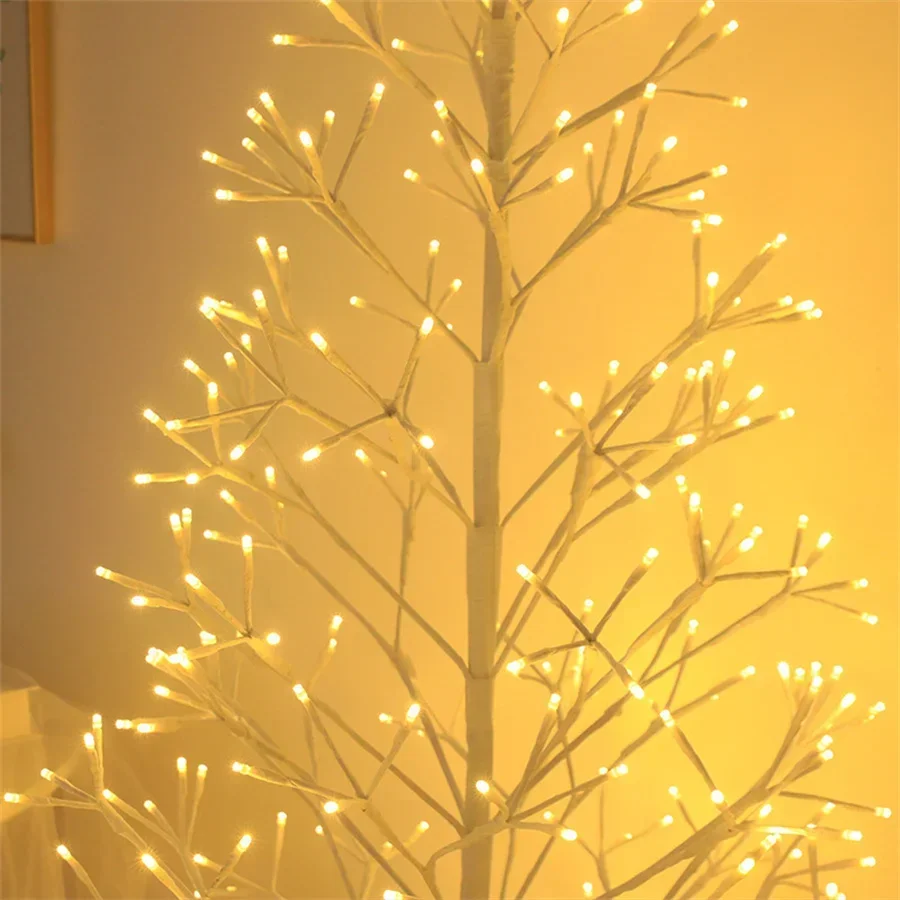 1.5M 1.8M Lighted Twig White Alpine Tree with Fairy Lights Outdoor Light show Christmas Tree for Outdoor Christmas Holiday Decor