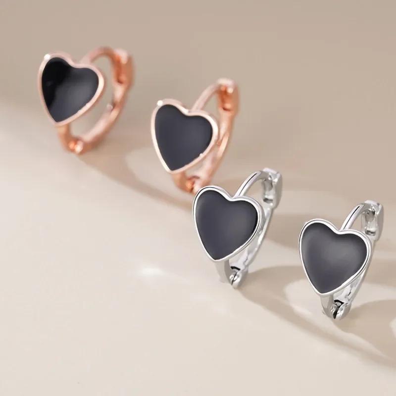 

2025 Love Black Drip Oil Earrings for Women, High End, Simple Daily Wear with Earrings, Fashionable, Sweet and Popular Jewelry
