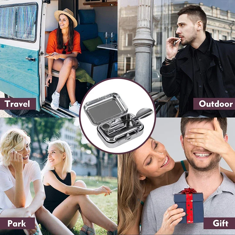 1/2 Stück Tragbarer Mini-Metall-Aschenbecher für Autos mit Verschließbarem Deckel, Tisch- und Taschen-Aschenbecher, Raucherzubehör, Geschenk für Männer, für Fahrzeug- und Heimgebrauch – Detail 6