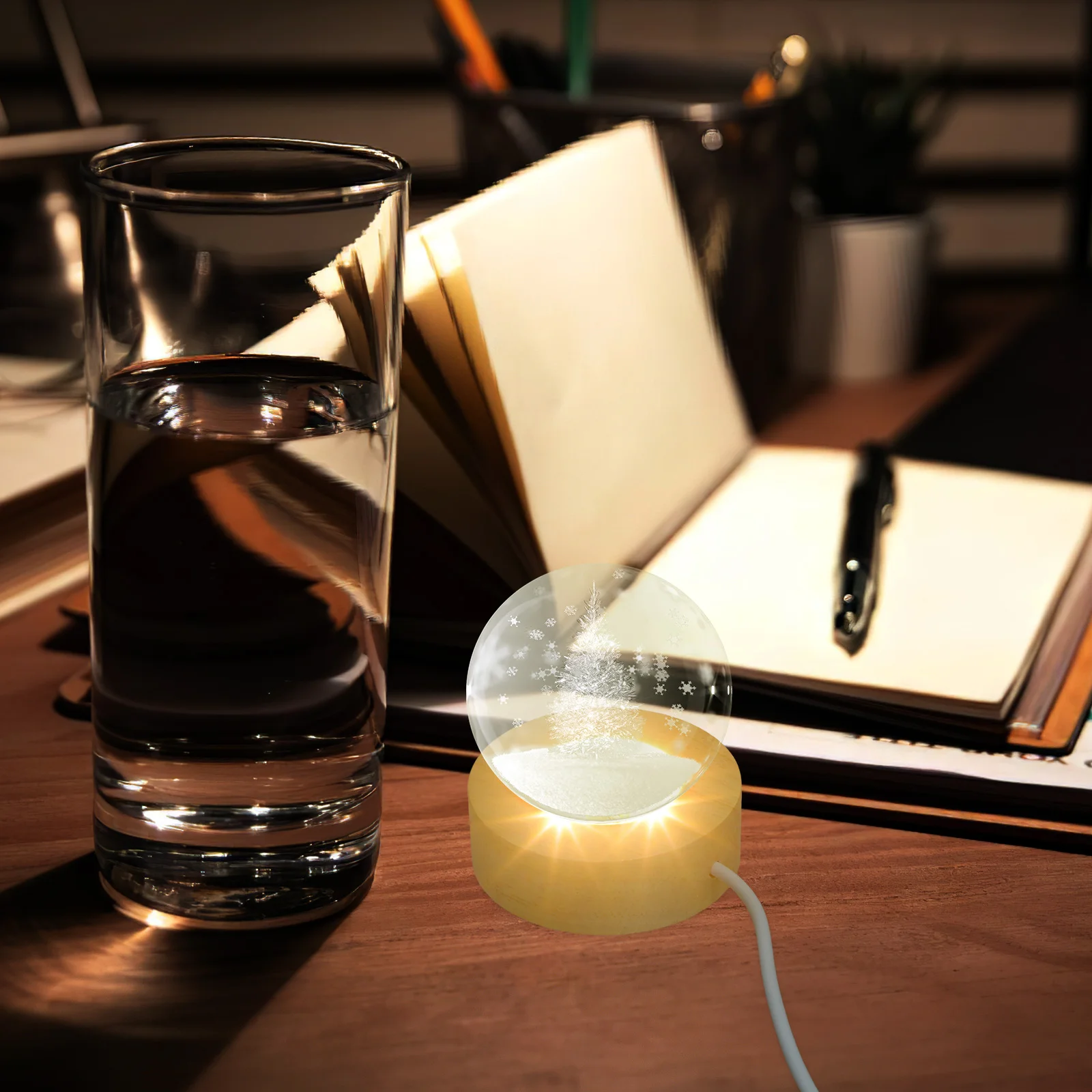 

Деревянный ночник, светодиодный держатель с хрустальным шаром, USB-питание, светящаяся подставка для домашнего декора, гостиной, спальни