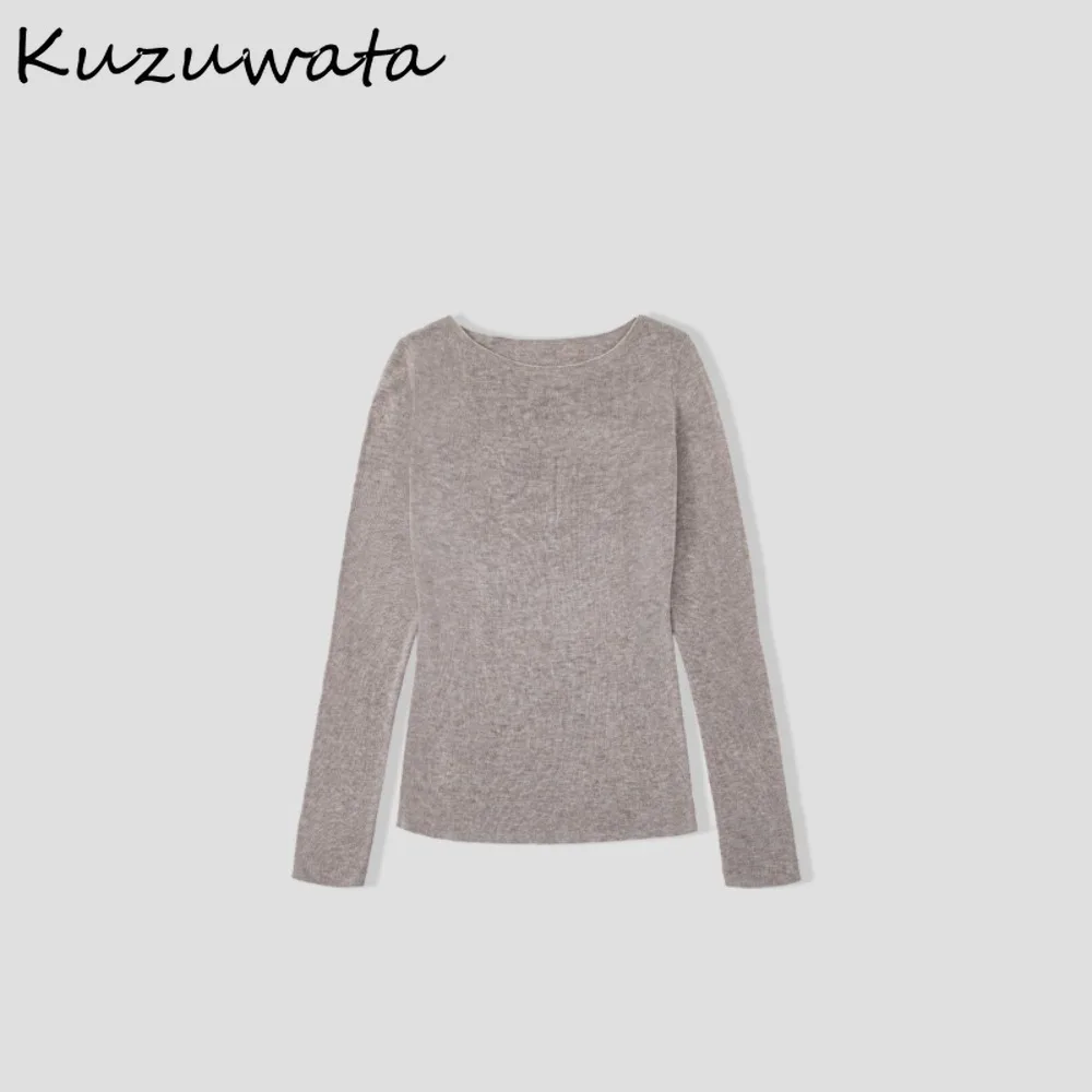 

Kuzuwata Knit 2025 Autumn Winter New Knitted O Neck Long Sleeve Slim Knit Hip Hop Pullovers Japan All-match Soft Warm Fresh Tops