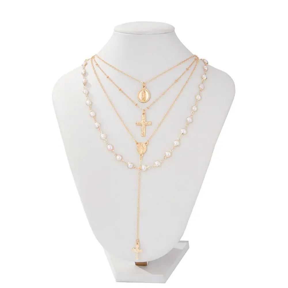 Ingemark بسيط الصليب قلادة قلادة الهيب هوب الملونة كريستال المختنق قلادة طويلة شرابة الترقوة قلادة المرأة