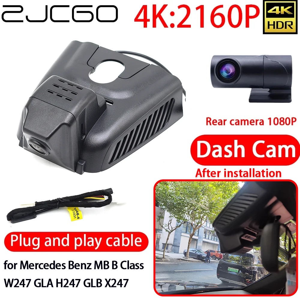 ZJCGO 4K Car DVR Dash Cam Wifi Front Rear Camera 24h Monitor for Mercedes Benz MB B Class W247 GLA H247 GLB X247