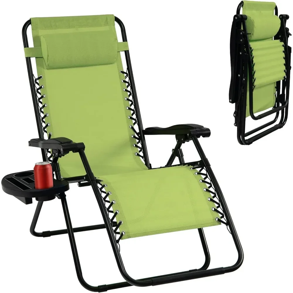 

Zero Gravity Chair, Folding Patio Lounge Chair Adjustable Outdoor Recliner with Cup Holder, Wide Armrest for Patio Garden