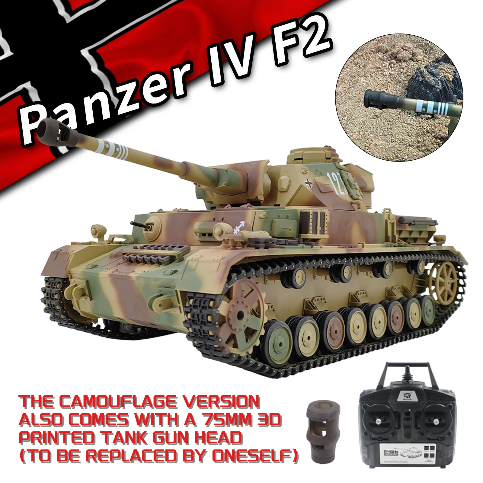 Henglong RC Toys 1/16 TK7.0 German Panzer IV F2 RTR RC Tanks 3859-1 z metalowymi gąsienicami Stalowy silnik BB Airsoft Smoke Urodziny Dzieci