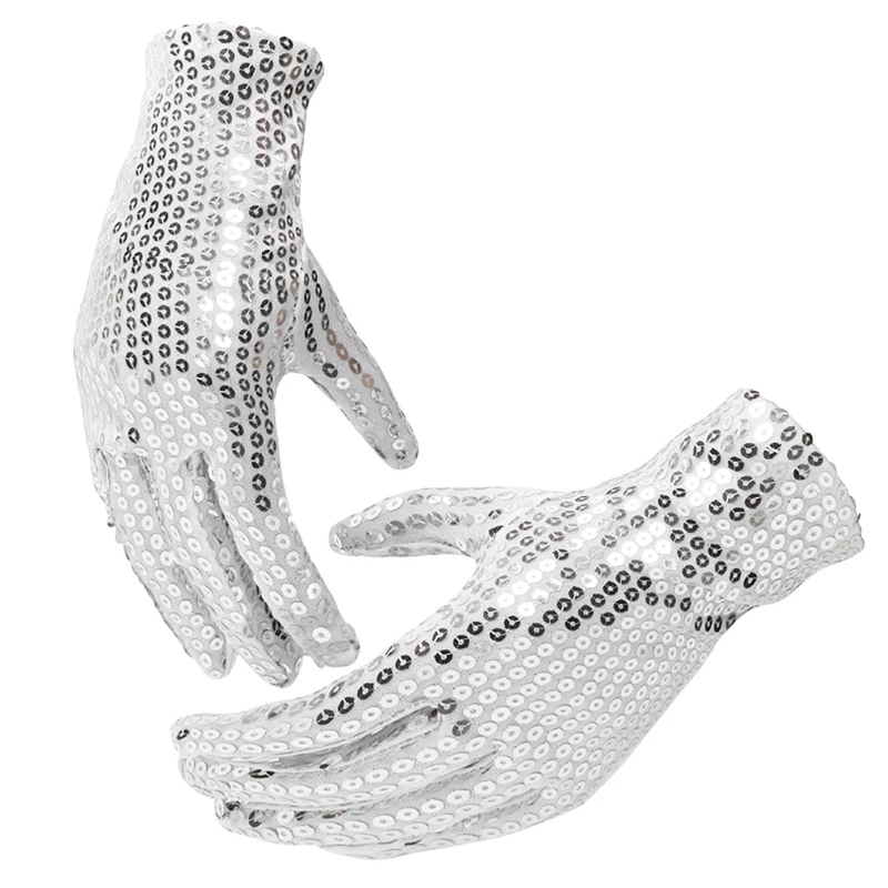 Punk Gothic Fashion Shining Sequins Gloves Women Party Music Festival Magic Stage Performance Halloween Cosplay Adult Mittens