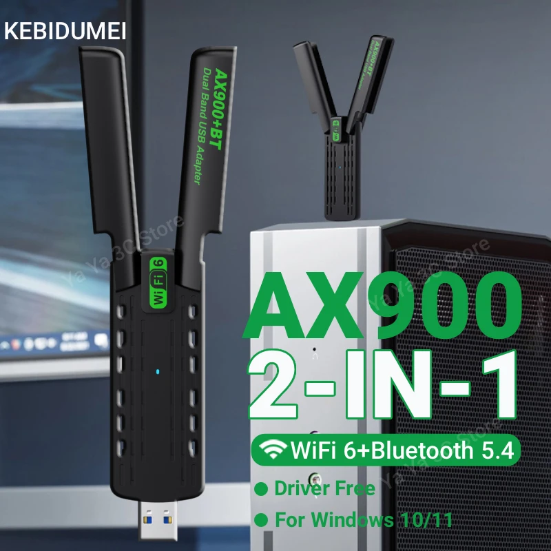

USB WiFi 6 900Mbps Bluetooth 5.4 Adapter Dual Band 2.4G/5Ghz USB Receiver Dongle Wifi Network Card For PC Laptop Win10/11