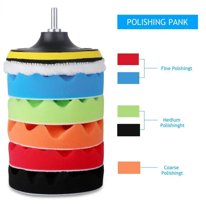 8Pcs Car Polishing Pads Kit 3/4/5/6/7 Inch Foam Sponge Buffer Pad Buffing Disc Set Polisher Polishing Machine Wax Pads