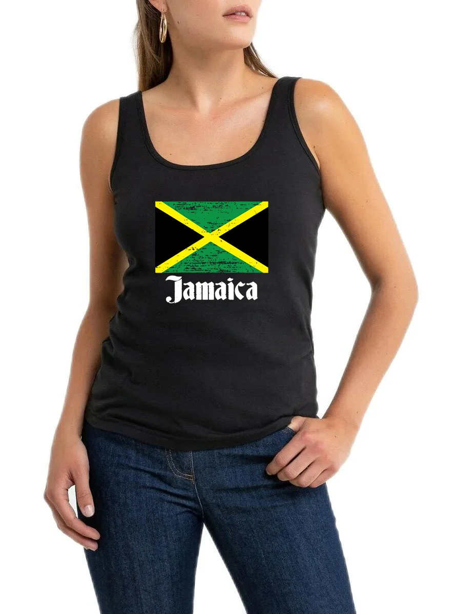 

Jamaica Flag Graphic Print Sexy Slim Fit Tank Tops Women's Personality Casual Customizable Sleeveless T-Shirt Fitness Tee