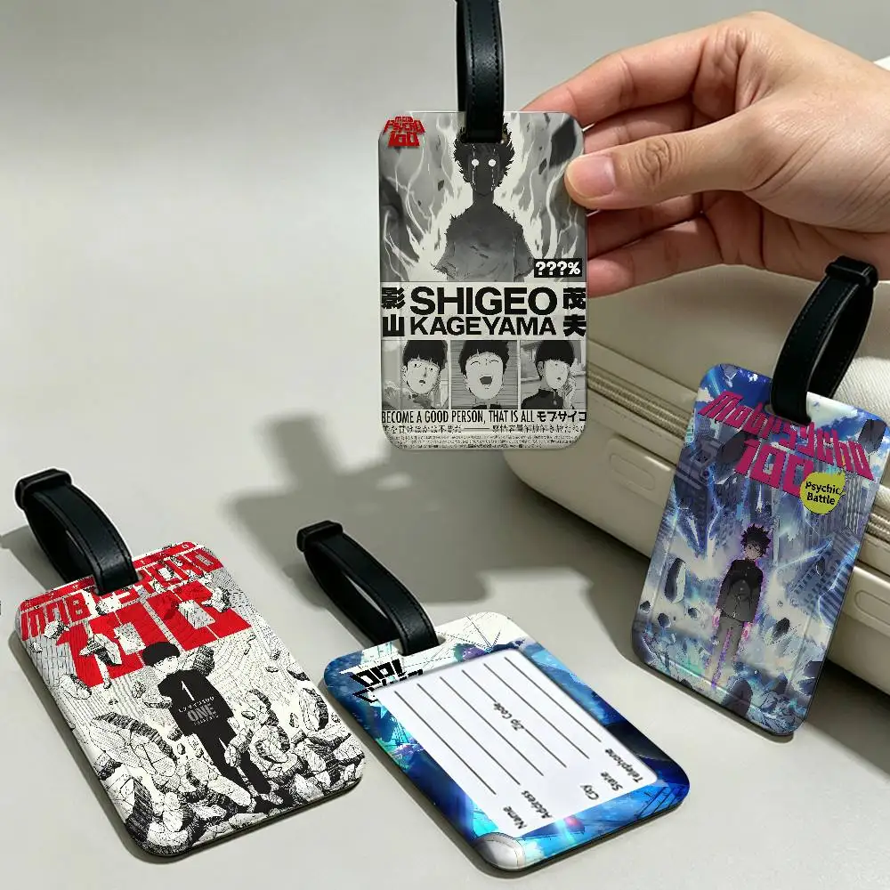 M-Mob-Psycho-100 Psychedelic-Heartwarming Lightweight Anti lost PVC Luggage Tag Removable Info Card Sleeve Backpack Travel
