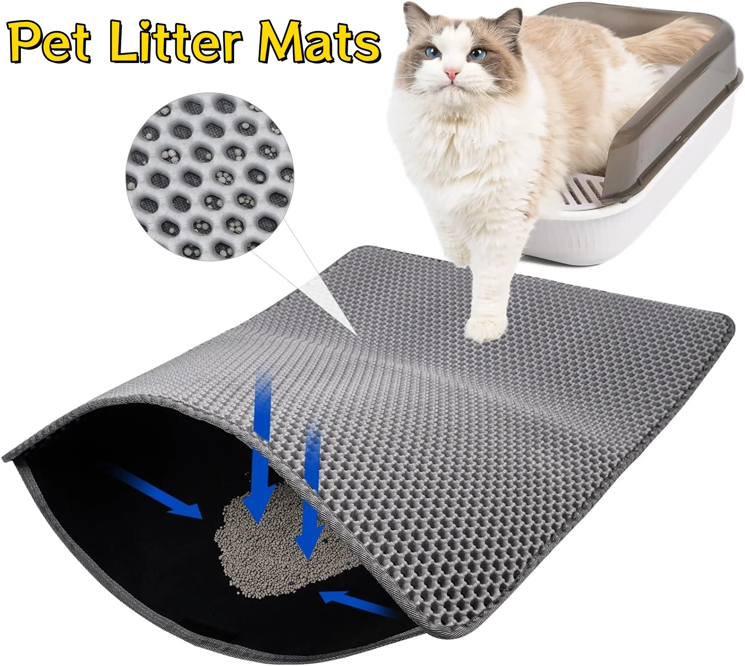 Pet Cat Litter Mat Waterproof Double Layer EVA Foldable Cat Litter Trapping Pet Carpet Bed Pads for Cats Pet Clean Supplies