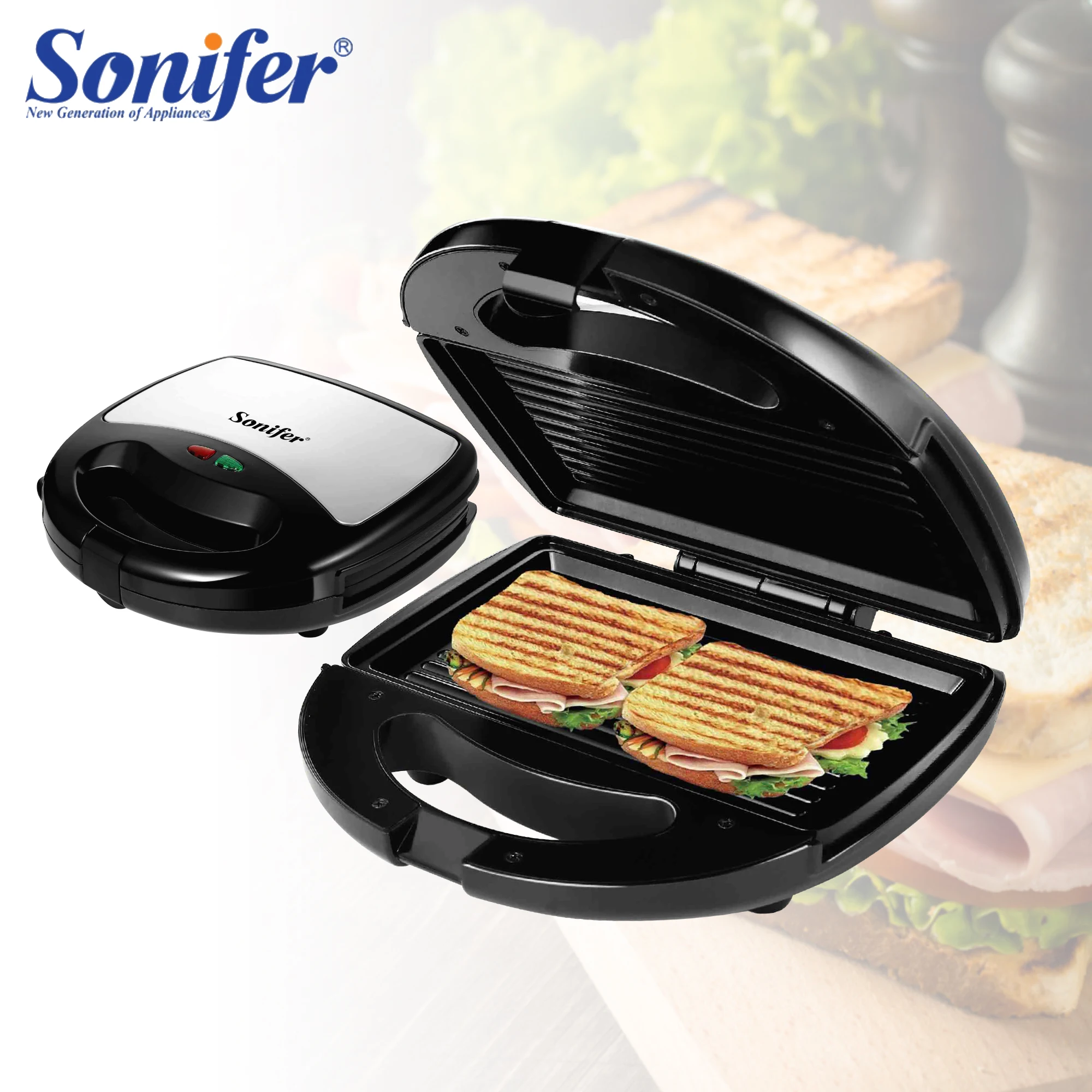 Elektrische Waffeleisen Eisen Sandwich Maker Walnuss Kuchen Maker Waffeleisen Hotdog Maschine Panini Blase Frühstücks maschine Sonifer