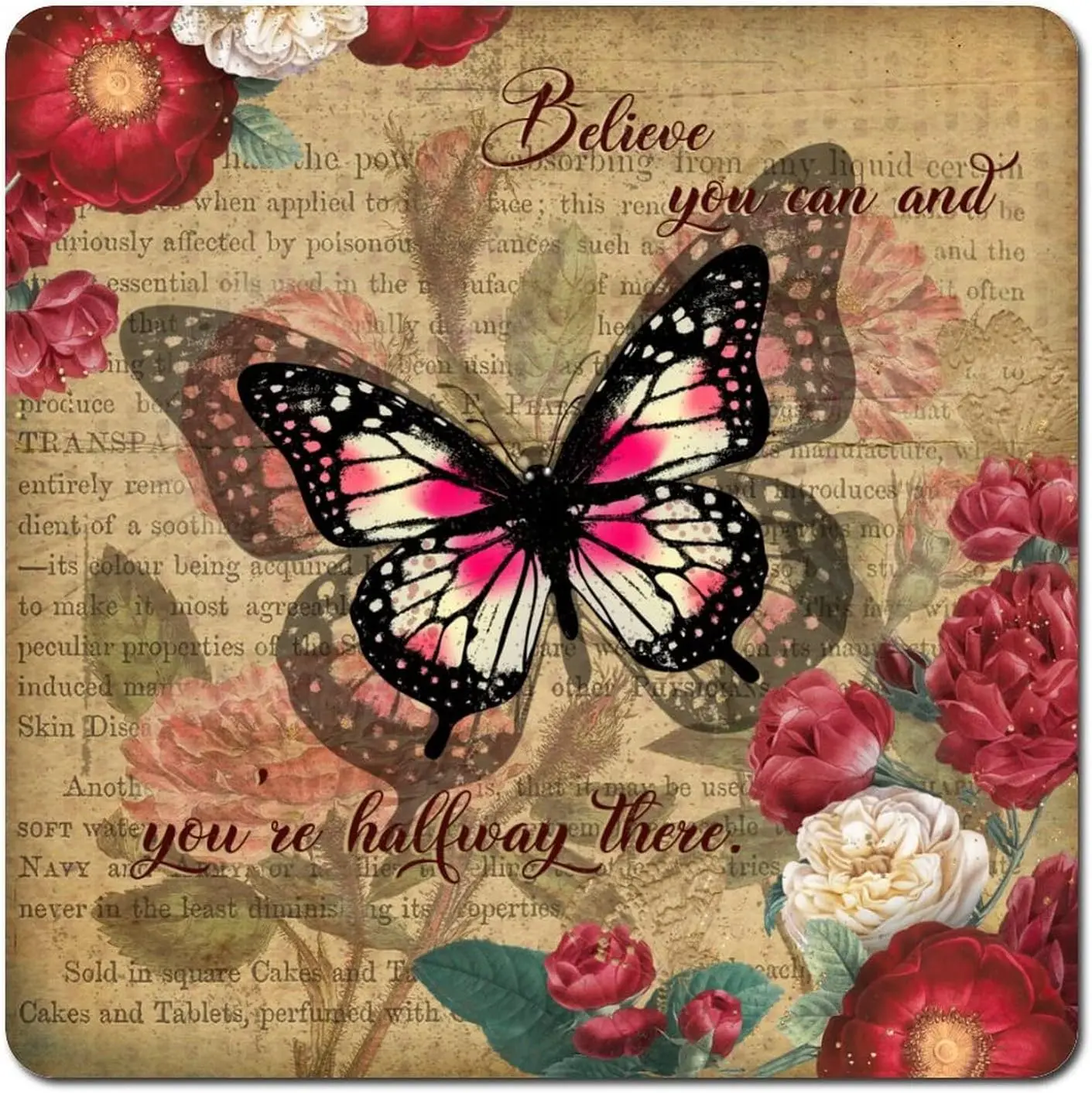 Retro Metal Signs 12 Inch Believe You Can Butterfly Tin Signs Retro You're Halfway There Flower Custom Made Signs She