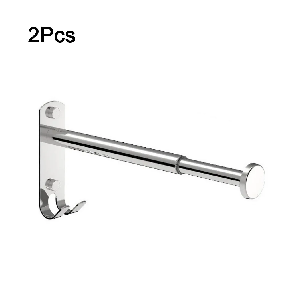 

2Pcs Stainless Steel Clothes Hanger Storage Rack Punch-free Foldable Clothes Drying Hanger Space Saving Waterproof