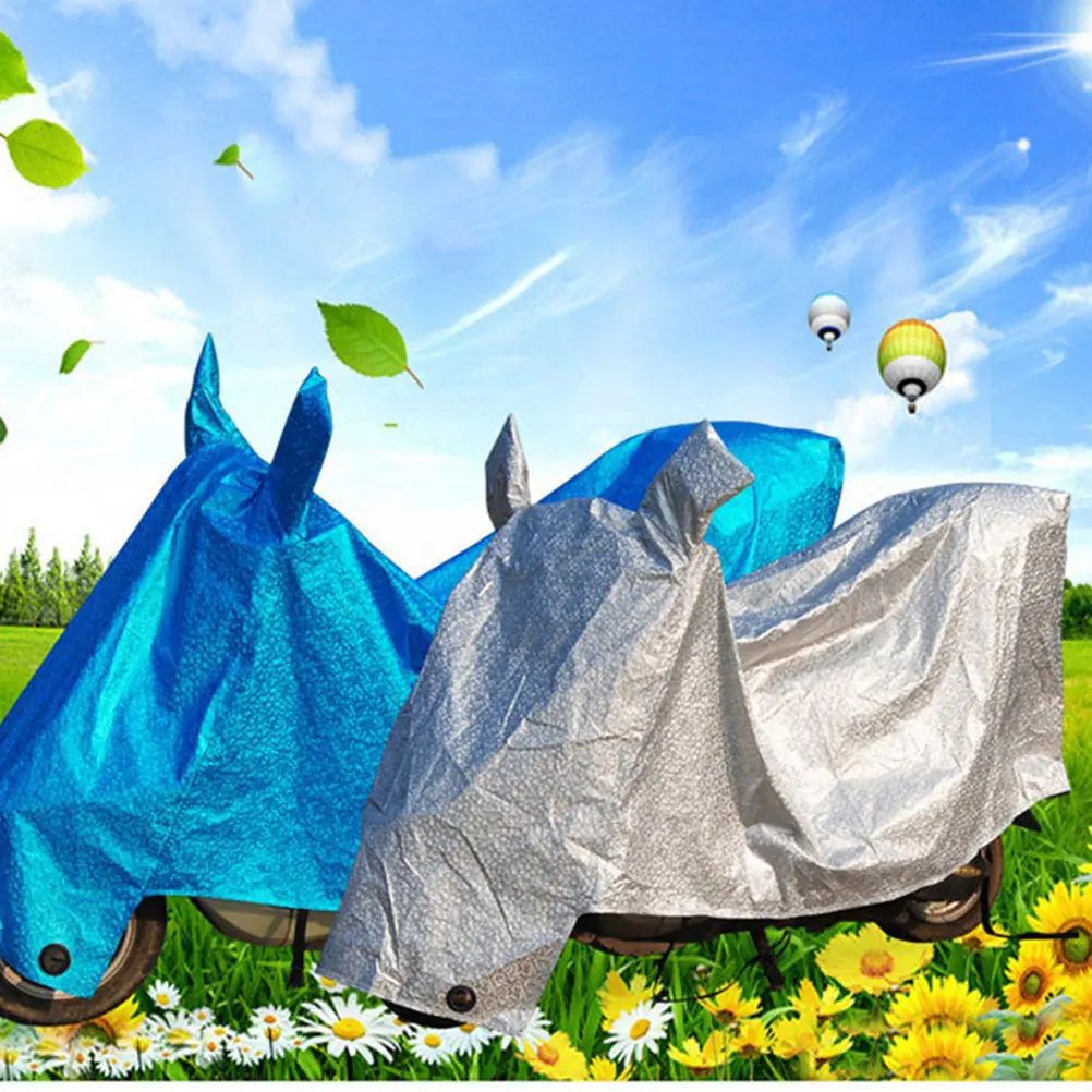 

Universal Motorcycle Cover Size M Silver Waterproof Sun Block Windproof Dustproof Rain Protector for Motorbike Scooter Electric