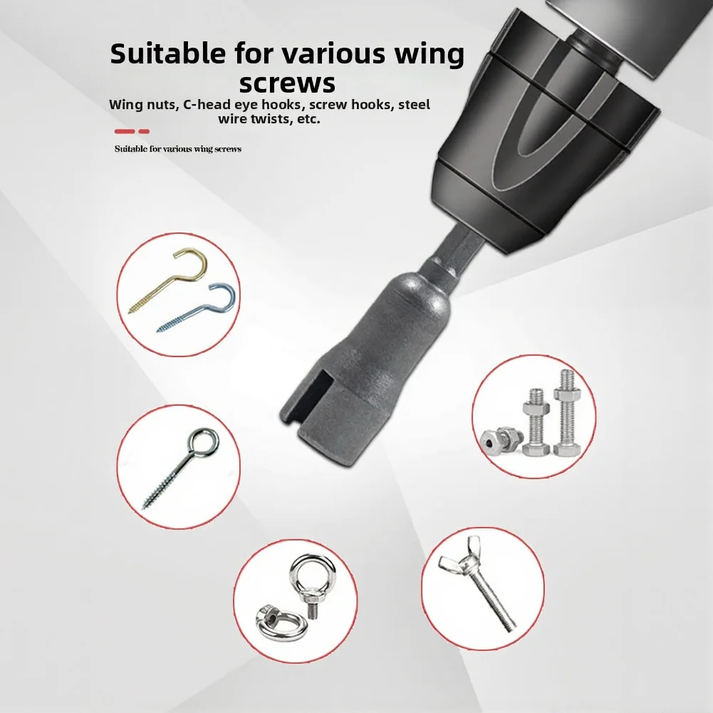 Alloy U Shaped Wing Disc Sleeve 1/4 Inch Hex Shank For Butterfly Bolt Screwdriver Socket Adapter Tool
