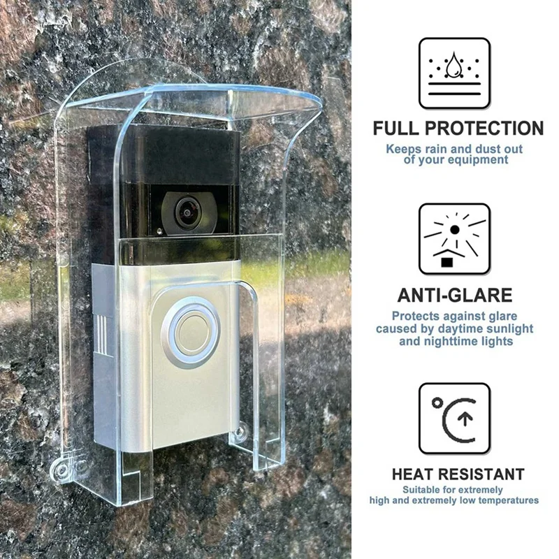 2X Transparent Plastic Doorbell Rain Cover Suitable For Ring Models Doorbell Waterproof Protector Shield Video Doorbells