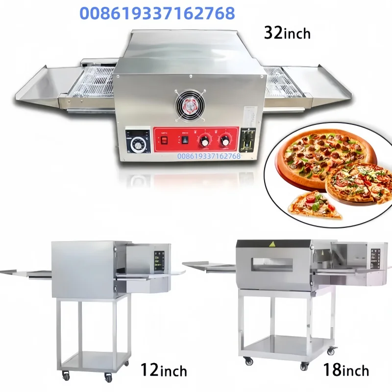 

32-дюймовая большая электрическая конвейерная печь для пиццы из нержавеющей стали 304, туннельная печь для выпечки пиццы 400 ℃ Высокая температура