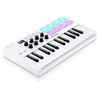M-WAVE 25 Key USB MIDI Keyboard Controller With 8 Backlit Drum Pads Bluetooth Semi Weighted Professional dynamic keybed 8 Knobs