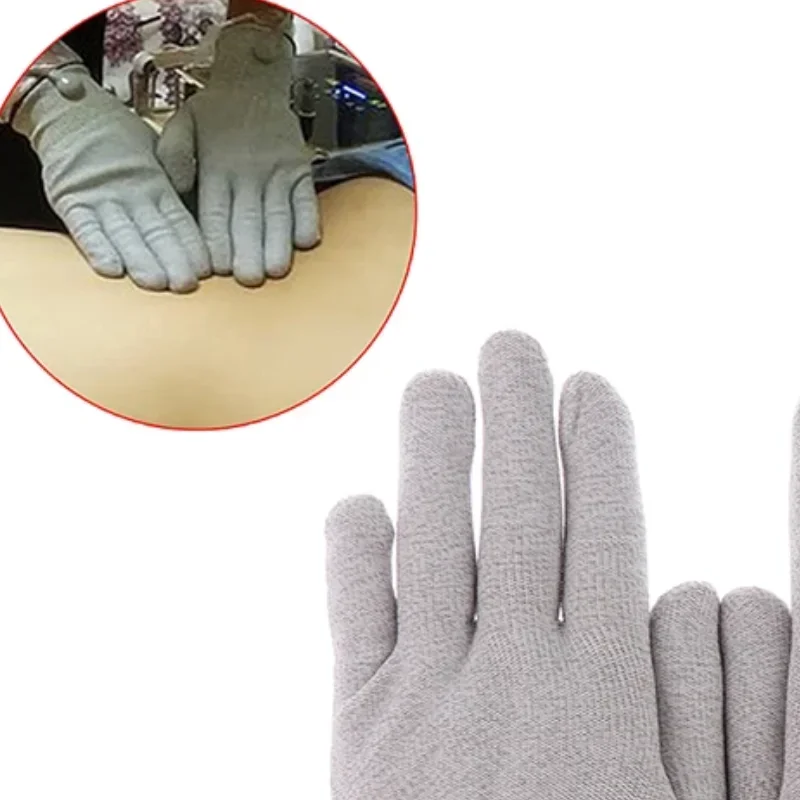 ถุงมือนวดนำไฟฟ้าแบบมหัศจรรย์ 1 คู่ สำหรับเครื่องนวดบำบัดด้วยไฟฟ้า เครื่องกายภาพบำบัดแบบฝังเข็มไฟฟ้า