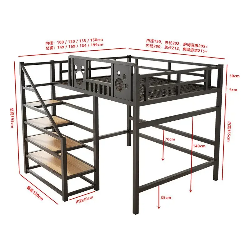 Space-saving elevated bed sheet Upper loft Under the Empty child mother Upper and lower wrought iron Children's