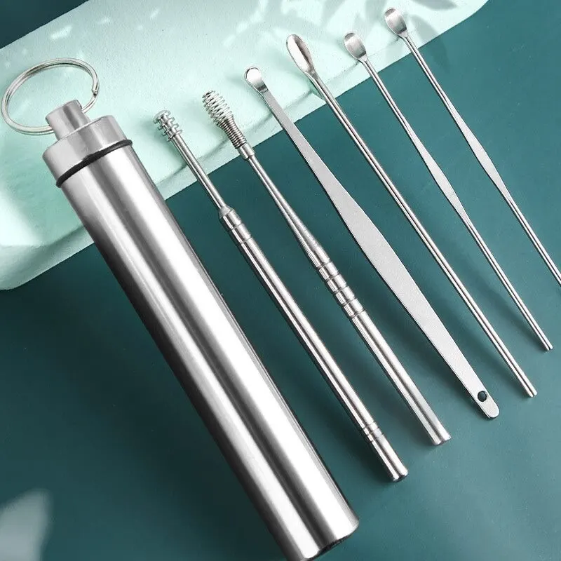 

Ear Digging Spoon Set Spiral Ear Picking Cleaning 6 Piece Ear Set Stainless Steel Ear Spoon Tool Set