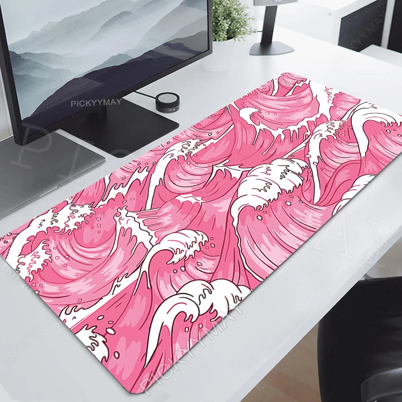 

Ocean Waves Mouse Pad Pink Mousepads Company Large Mousepad Cute Rubber Mat Home DeskPad Design Keyboard Pads 900x400